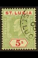 1904-10 5s Green & Carmine, SG 76, Very Fine Used. For More Images, Please Visit Http://www.sandafayre.com/itemdetails.a - St.Lucia (...-1978)