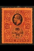 1912-21 £1 Black & Purple On Red With "SPECIMEN" Overprint, SG 128s, Mint Part Gum, Fresh. For More Images, Please Visit - Sierra Leone (...-1960)