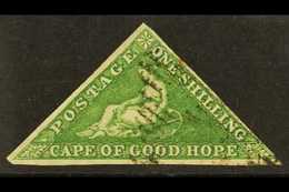 CAPE OF GOOD HOPE 1855-63 1s Bright Yellow-green On White Paper, SG 8, Fine Used With Light Cancel, Three Margins. For M - Unclassified