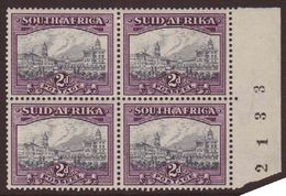 1933-48 2d Grey And Dull Purple, SG 58a, Very Fine Mint Marginal BLOCK OF FOUR With Sheet Number At Right. (2 Horiz Pair - Non Classificati