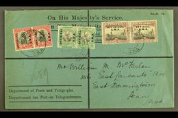 1929 (8 Nov) OHMS Printed Cover To USA Bearing ½d, 1d, And 2d Official (SG O9/11) Horiz Pairs Tied By Windhoek Cds's; Ne - Africa Del Sud-Ovest (1923-1990)