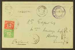 1939 (Feb 16th) P & O Printed Stampless Cover To Surrey, UK Bearing Type VI Tristan Da Cunha Violet Cachet, Kaapstad & C - Tristan Da Cunha