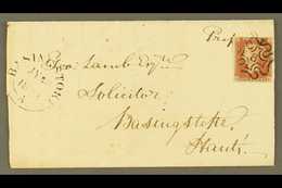 1843 (29 JUL) Entire Letter From Mitcham To Basingstoke Bearing 1841 1d Red-brown With Four Margins Tied By Very Fine "N - Altri & Non Classificati