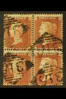 1854-57 1d Red-brown, Watermark Large Crown, Perf 14, SG 29, A Good Used BLOCK OF FOUR Lettered "CE-CF" And "DE-DF", Cen - Altri & Non Classificati