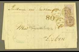 1859 (16 Sept) EL To Portugal, Bearing Two 6d Deep Lilacs (SG 69) Each Tied By London Datestamp + Numeral Pmk With Portu - Altri & Non Classificati