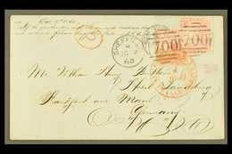1860 (2 Oct) Env From Sheffield To Germany Bearing Two Unusually Overlapped (against Regulations, To Avoid Reuse Of Stam - Altri & Non Classificati