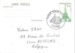 Carte Inauguration Du Bureau De Poste De La Tour Eiffel Paris 1.60F. Oblitération Du Bureau. Timbre à Date Illustré - Standaardomslagen En TSC (Voor 1995)