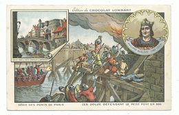 Delcampe - CHROMO Chocolat Lombard - Série Des Ponts De Paris  Les Douze Défendant Le Petit Pont  Roi Philippe Auguste Format Cpa - Otros & Sin Clasificación