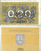 Lithuania Pick-number: 30 Uncirculated 1991 0,20 Talonas - Lituanie