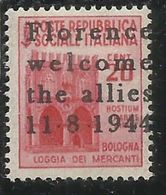 ITALY ITALIA 1945 CLN FLORENCE WELCOMES THE ALLIES MONUMENTS DESTROYED OVERPRINTED MONUMENTI DISTRUTTI CENT. 20c MNH - Centraal Comité Van Het Nationaal Verzet (CLN)