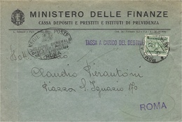 1917-  Busta Regie Poste Da Roma Con Tassa N°69 " Tassa A Carico Del Destina...." - Taxe