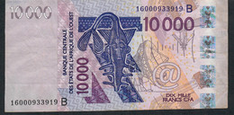 W.A.S. BENIN P218Bp 10000 Francs (20)16 VF No Tear,no P.h. - Benin