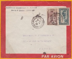 1936 - Enveloppe Par Avion Ligne France-Maroc  De Casablanca Vers Paris - Affrt 1 F 50 - Cad Arrivée - Briefe U. Dokumente