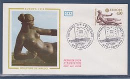 = Europa 1974 Sculptures CEPT N°1790 Enveloppe 1er Jour Strasbourg 20.04.74 "l'Air" De Maillol 1861-1944 - 1974