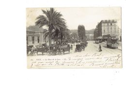 Cpa - 06 - NICE - La Place De La Gare - LL 265 - Attelage Chevaux - Cheval Avec Manteau - Tramway BAR - 1904 - Transport Ferroviaire - Gare