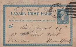 Canada Entier Postal Pour Les Etats Unis 1880 - 1860-1899 Regering Van Victoria