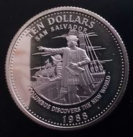 BAHAMAS 10 DOLLARS 1988 SILVER PROOF "Columbus Discovering America" (free Shipping Via Registered Air Mail) - Bahamas