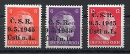 RC 6989 - LIBERATION DE LA TCHECOSLOVAQUIE 1945 ALLEMAGNE HITLER SURCHARGÉS CSR 9.5.1945 USTI N.L. NEUF ** - TB - Nuevos