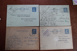 TYPE  SEMEUSE          4   ENTIERS  POSTAUX   40  CENTIMES  BLEU    DATES  :   014  /  033   /   119   /   210 - Standard Covers & Stamped On Demand (before 1995)