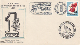 69172- POPPIES, 1ST OF MAY, INTERNATIONAL WORKERS DAY, SPECIAL COVER, 1980, ROMANIA - Briefe U. Dokumente