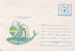 69223- POLAR BEAR, PENGUIN, WHALE, POLAR PHILATELIC EXHIBITION, COVER STATIONERY, 1988, ROMANIA - Events & Gedenkfeiern