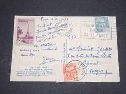 FRANCE - Vignette Sur La Tour Eiffel Sur Carte Postale Taxée En 1951 - L 13185 - Briefe U. Dokumente