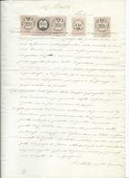 5 Stück Centesimi Stempelmarke Lombardei-Venetien Auf Dokument Aus 1860 - 2 Seiten - Lombardo-Venetien