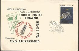 J) 1967 CUBA-CARIBE, COSMOS, SATELLITE, FIRST EXPERIMENT OF THE AIR TORPEDO, XXX ANNIVERSARY OF THE CUBAN POSTAL ROCK - Briefe U. Dokumente