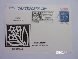 Bergerac (24) -  Foire Exposition Expotabac- 30 Août - 7 Septembre 1986 - Flamme Illustrée - Liberté 2.50 - AK Mit Aufdruck (vor 1995)