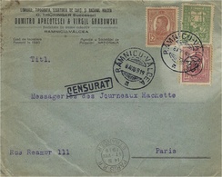 1919- Lettre De RAMNICU - VALCEA   Pour La France  ( Affr. 30 Bani ) - CENSURAT  Encadré - Postmark Collection