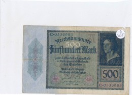 Billets -B3082- Allemagne - 500 Mark 1922 (type, Nature, Valeur, état... Voir  Double Scan) - 500 Mark