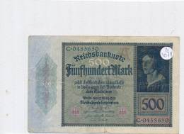 Billets -B3078- Allemagne - 500 Mark 1922 (type, Nature, Valeur, état... Voir  Double Scan) - 500 Mark