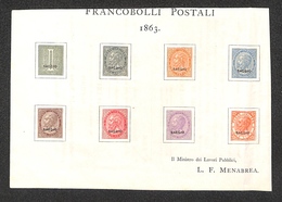 0132 REGNO - 1863 - Foglietto Menabrea Con Otto Saggi De La Rue - Piega Verticale A Destra - Andere & Zonder Classificatie