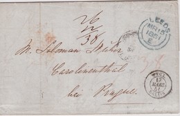 ANGLETERRE 1851 LETTRE DE LEEDS  POUR CAROLINENTHAL PRES DE PRAGUE CACHET TRANSIT ANGL. PAR CALAIS - ...-1840 Préphilatélie