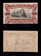 2329 SAN MARINO - 1924 - 2 Lire Su 3 Lire Pro Combattenti Soprastampato (106) - Nuovo Con Gomma (28) - Andere & Zonder Classificatie