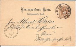 CP Envoyée De PRAGUE Pour VIENNE  09/03/1884 - ...-1918 Préphilatélie