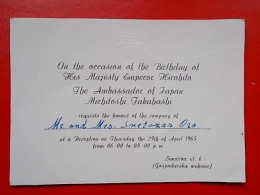Kov 1128 -OCCASION OF THE  BIRTHDAY OF HIS MAJESTY EMPEROR HIROHITO, AMBASSADOR OF JAPAN IN YUGOSLAVIA - Lettres & Documents