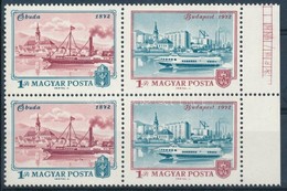 ** 1972 Óbuda-Buda-Pest 1Ft Négyestömb A Kék Szín Elcsúszásával, Két Bélyegen Papírránc / Mi 2805-2806 Block Of 4 With S - Other & Unclassified