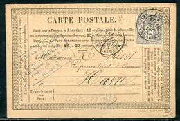 Carte Précurseur De Rouen Pour Le Havre En 1876,  Affranchissement Type Sage  - Ref F47 - Tarjetas Precursoras