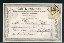 Carte Précurseur De Bourges Pour Lyon En 1874,  Affranchissement Type Cérès - Ref F58 - Tarjetas Precursoras