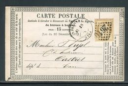 Carte Précurseur De Narbonne Pour Le Castres En 1875,  Affranchissement Type Cérès - Ref F60 - Cartoline Precursori