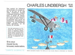 Buvard  N°  25  SANTE  SOBRIETE  Avec  Pilote  CHARLES  LINDBERGH  Né  En  1902 - Collections, Lots & Series