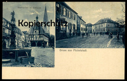 ALTE POSTKARTE GRUSS AUS MICHELSTADT MARKTPLATZ MIT RATHAUS F. RAMANN BUCHHANDLUNG MUSIKALIEN Postcard Ansichtskarte Cpa - Michelstadt