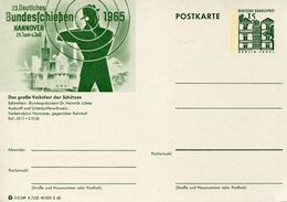 30419 Germany, Stationery Card 15pf. 1965 Bundesschiessen Hannover Schutzen Volkfest - Shooting (Weapons)