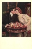 ** 2 Db RÉGI Sakk Motívumlap Szerelmes Párokkal / 2 Pre-1945 Chess Motive Postcards With Love Couples - Unclassified