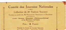 Comité Des Journées Nationales Carnet Complet Feuille Intacte Coin Supérieur Droi En Haut Sali Lorette Dormans Douaumont - Bmoques & Cuadernillos