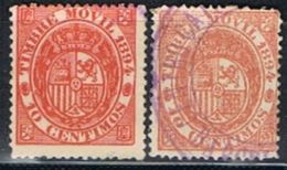 Dos 10 Cts Timbre Movil 1894, Fiscal Postal, Monarquico, VARIEDAD Color Num 14 */º - Postage-Revenue Stamps