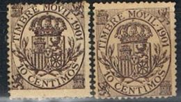 Timbre Movil 1901, Fiscal Postal, Monarquico, VARIEDAD Color Y Papel,  Num 21 * - Postage-Revenue Stamps