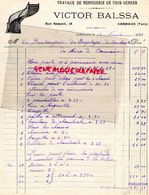 81- CARMAUX- RARE FACTURE MANUSCRITE SIGNEE VICTOR BALSSA- MENUISERIE -MENUISIER-14 RUE RASPAIL- 1937 - Petits Métiers