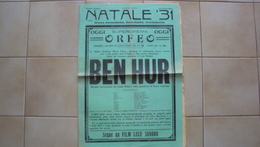 ITALIA PARMA RIVISTA MANIFESTO FORMATO GRANDE SUPER CINEMA ORFEO NATALE 1931 FILM BEN HUR - Otros